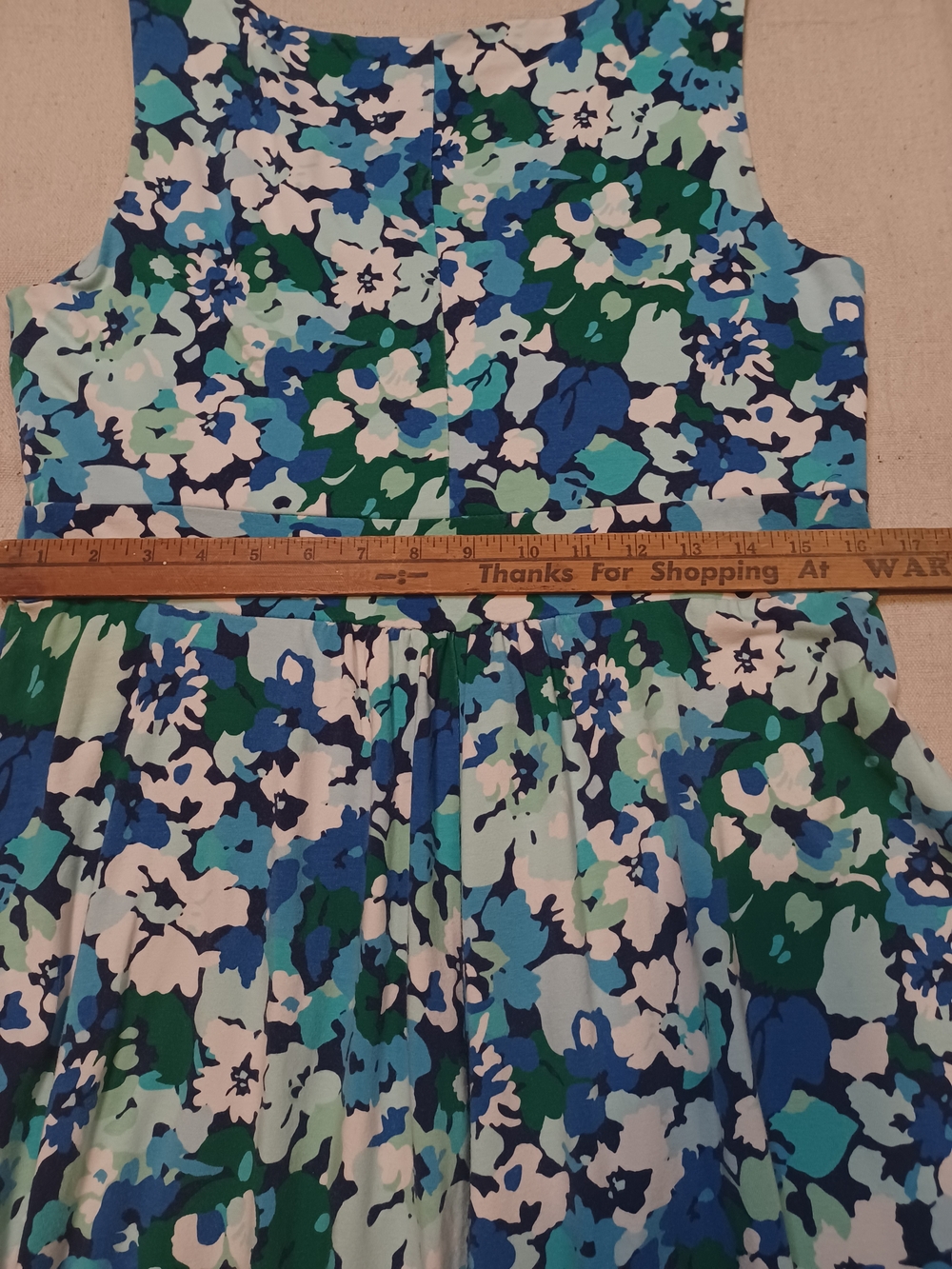 Lands' End Blue & Green Floral Sleeveless Dress Women's Size Medium - Picture 6 of 7